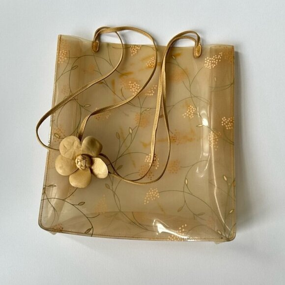 CHANEL VINTAGE CLEAR PVC FLORAL TOTE BAG - Picture 12 of 15